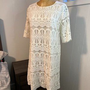 BCBGeneration SS White Lace Dress Bride Bridal Shower Bride to Be Size M NWOT